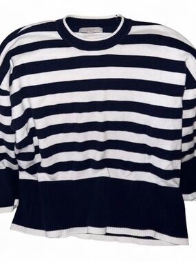 Womens LOFT Men’s Navy and White Striped Crewneck Sweater Sz XL